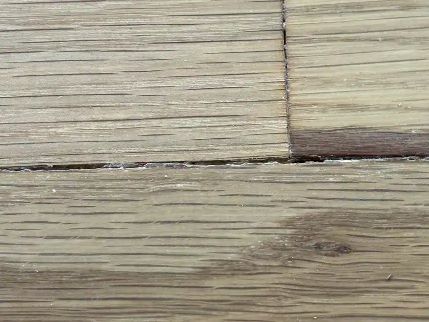 Close inspection shows areas where filler does not continuously fill the joint to the finished surface.